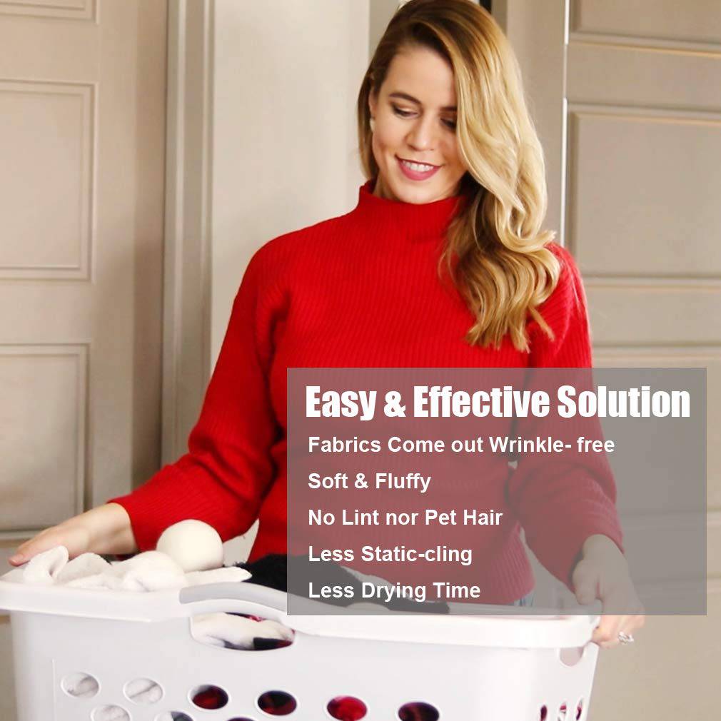 LEVIBASIC Bolas de lana para secadora, paquete de 6 XL, 3 pulgadas de lana auténtica de Nueva Zelanda hasta el núcleo, alternativa suavizante de tela 100 % orgánica, seguro para bebés y sin químicos, reduce las arrugas y acorta el tiempo de secado - DIGVICE MX