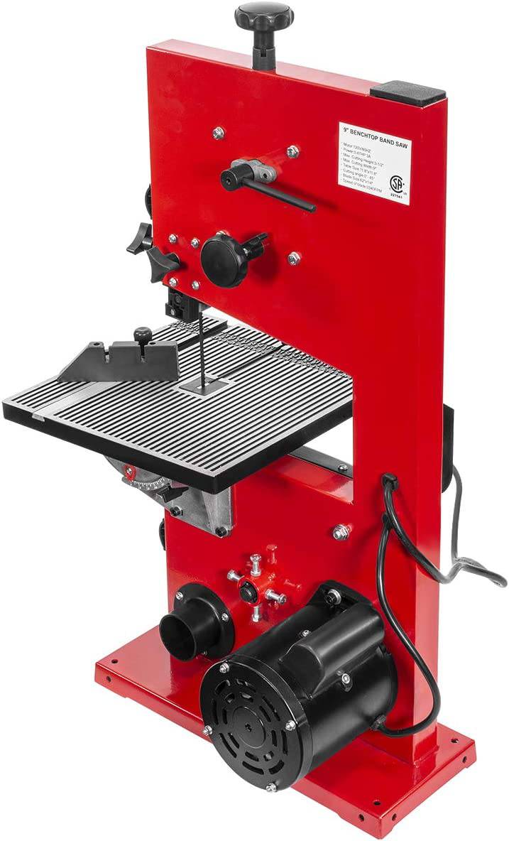 XtremepowerUS Sierra de cinta de banco profesional de 9 pulgadas con ángulo ajustable estacionario para carpintería, sierra de cinta de 2340 FPM con puerto para polvo, rojo - DIGVICE MX