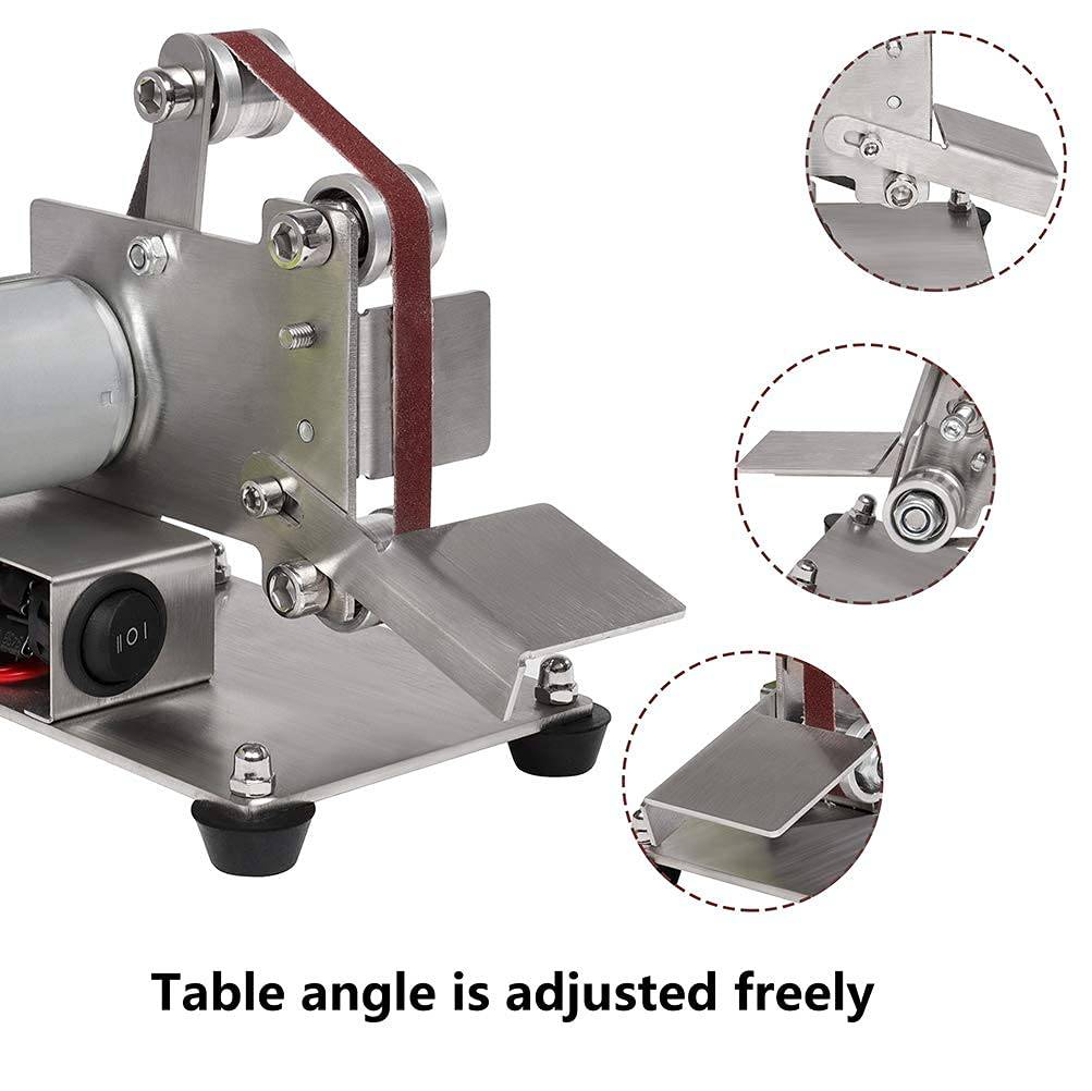 OLenyer - Mini lijadora de banda, amoladora de banco eléctrica, pulidora eléctrica, 7 pulidoras de velocidad variable ajustables con 3 llaves, 10 bandas - DIGVICE MX