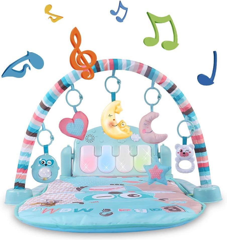 TEMI Baby Gym Toys & Activity Play Mat, Kick and Play Piano Gym Center con música y luces, juguetes de aprendizaje electrónico para bebés, niños pequeños, recién nacidos, niñas y niños de 1 a 36 meses - DIGVICE MX