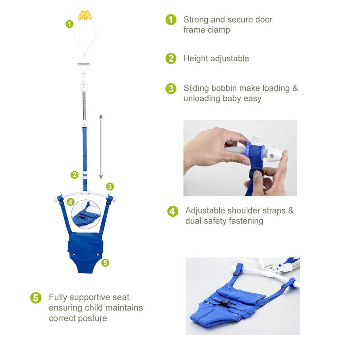 Gaorui - Juego creativo de puentes para puerta de bebé, gorila ajustable para bebé, juguetes para bebé, columpio para andador (azul) - DIGVICE MX