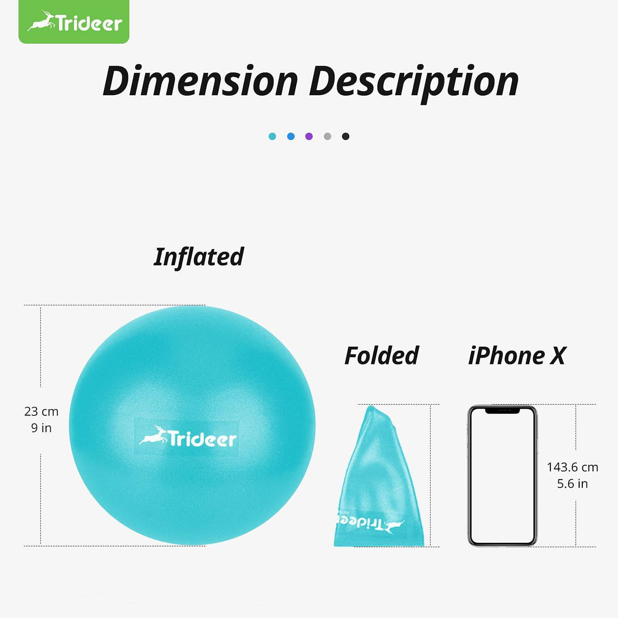 Trideer Pelota de pilates Pelota de núcleo de 9 pulgadas, pequeña pelota de ejercicio con guía de ejercicio Barre Ball Bender Ball Mini pelota de yoga para pilates, yoga, entrenamiento básico, terapia física, equilibrio, estabilidad, estiramiento