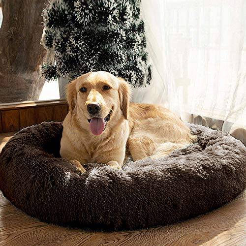 MFOX Calming Dog Bed (XL) para perros medianos y grandes Cama cómoda para mascotas Piel sintética Donut Cuddler Hasta 35 lb - DIGVICE MX