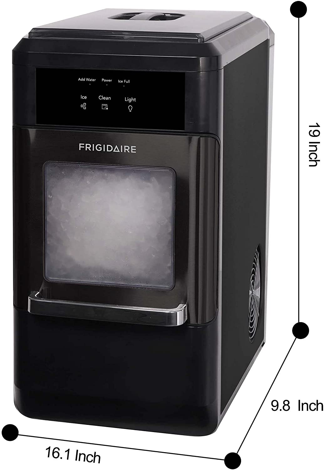 Frigidaire EFIC237 Encimera Crunchy Chewable Nugget Ice Maker, 44 libras por día, autolimpieza automática, acero inoxidable negro - DIGVICE MX