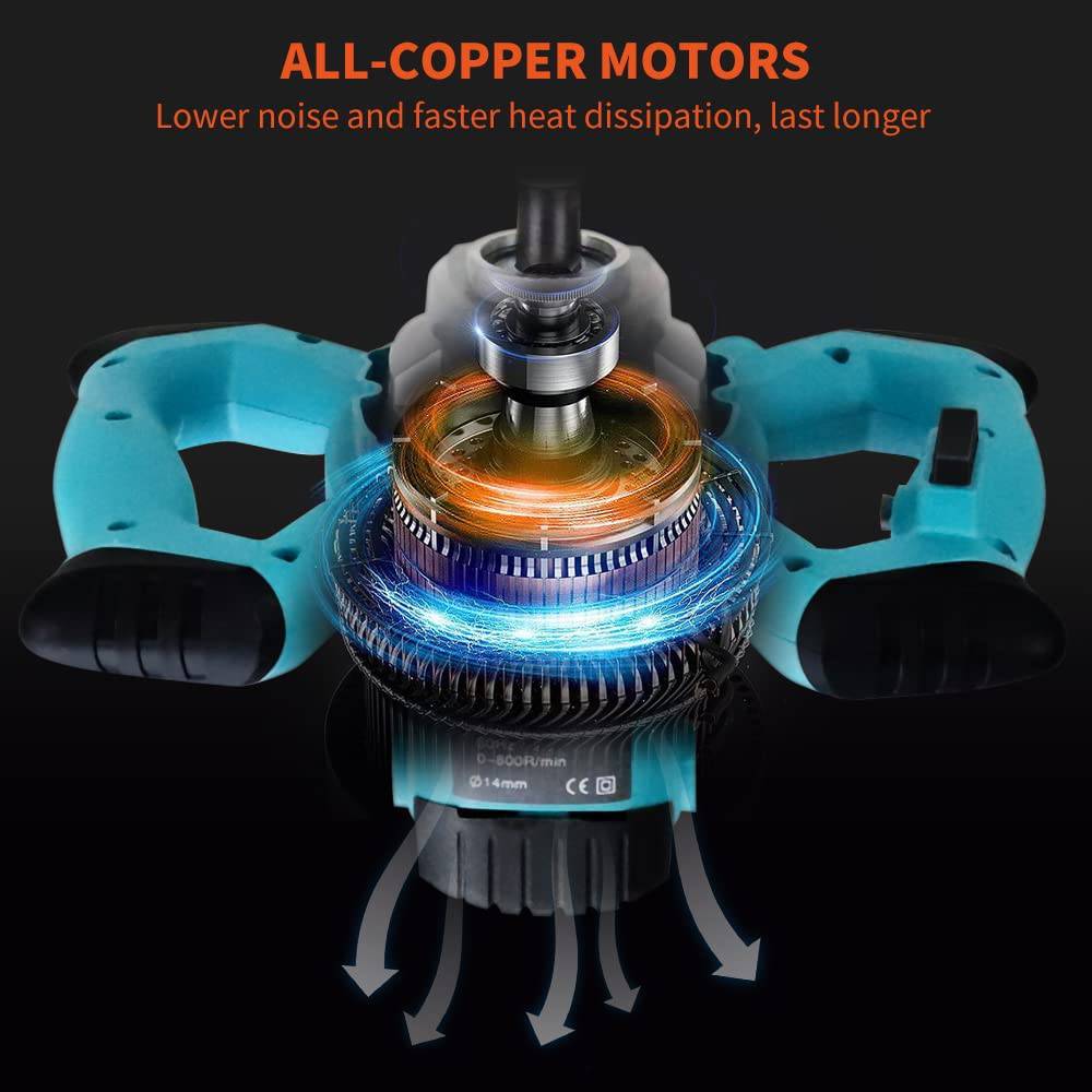 FAST SOLDER - Mezclador de cemento portátil de 2100W, máquina mezcladora de mortero de pintura de yeso de hormigón eléctrica portátil, ajustable, 6 velocidades, 110V con guantes - DIGVICE MX