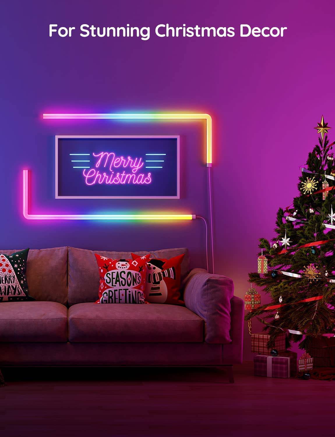 Govee Glide RGBIC Luces de pared LED, apliques de pared RGBIC inteligentes para transmisión de juegos, TV, dormitorio, trabajo con Alexa y Google Assistant, tiras de luces con sincronización de música, deslizadores multicolores, 6 piezas y 1 esquina - DIGVICE MX