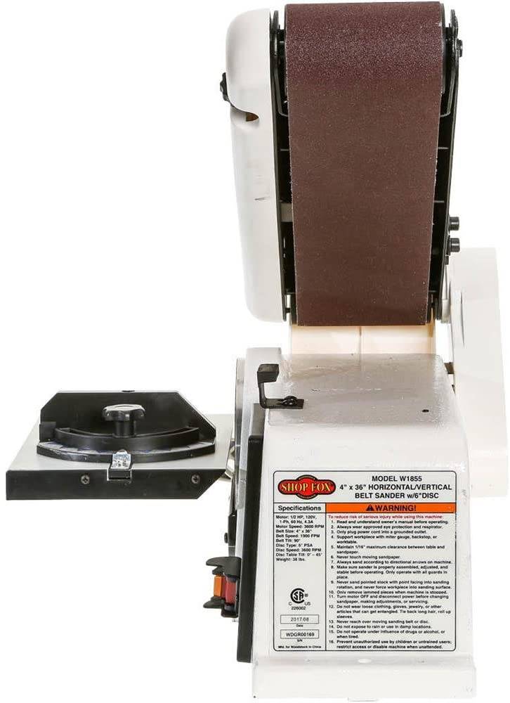 Shop Fox W1855 Lijadora de banda horizontal/vertical con disco de 6.0 in - DIGVICE MX