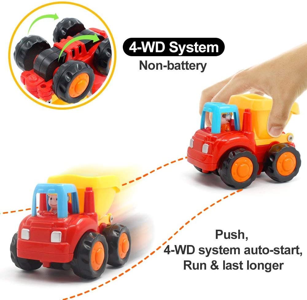 Yiosion Push and Go Coches con motor de fricción Vehículos de construcción Juego de juguetes - 110326