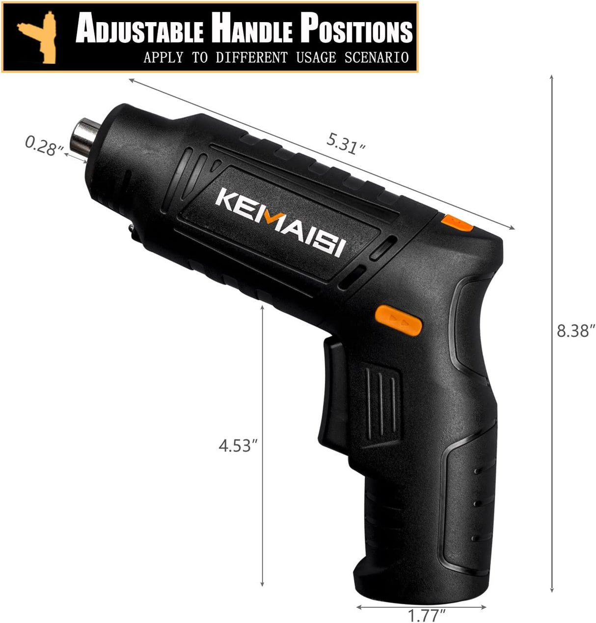 KEMAISI (13 en 1) Juegos de destornilladores eléctricos inalámbricos de 4,2 V con luz de trabajo LED, destornillador eléctrico recargable con batería de iones de litio de 2000 mAh, destornillador de posiciones de mango ajustable - DIGVICE MX