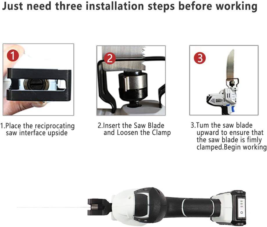NEWONE Sierra alternativa inalámbrica de 12 V Sawzall compacta con 2 hojas para madera Incluye batería de 2,0 Ah, cargador inteligente y fuente de alimentación USB - DIGVICE MX