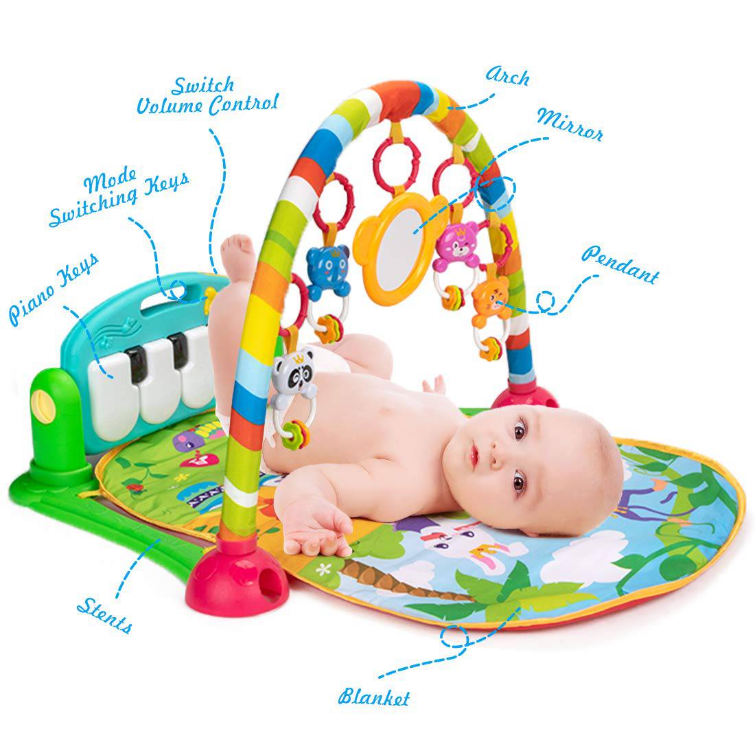 UNIH Baby Gym Play Mats, Kick and Play Piano Gym Centro de actividades para bebés - DIGVICE MX