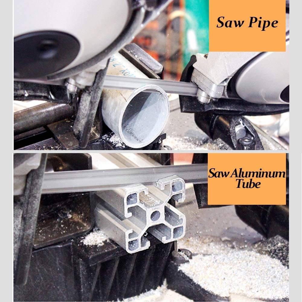 Sierra de cinta portátil Anbull con base extraíble de aleación de acero, corte de metal de 45°-90°, motor 10A 1100W, corte profundo de 5 pulgadas, con hoja de sierra de 14 TPI de 0,025 por 44-7/8 pulgadas y foco LED - DIGVICE MX