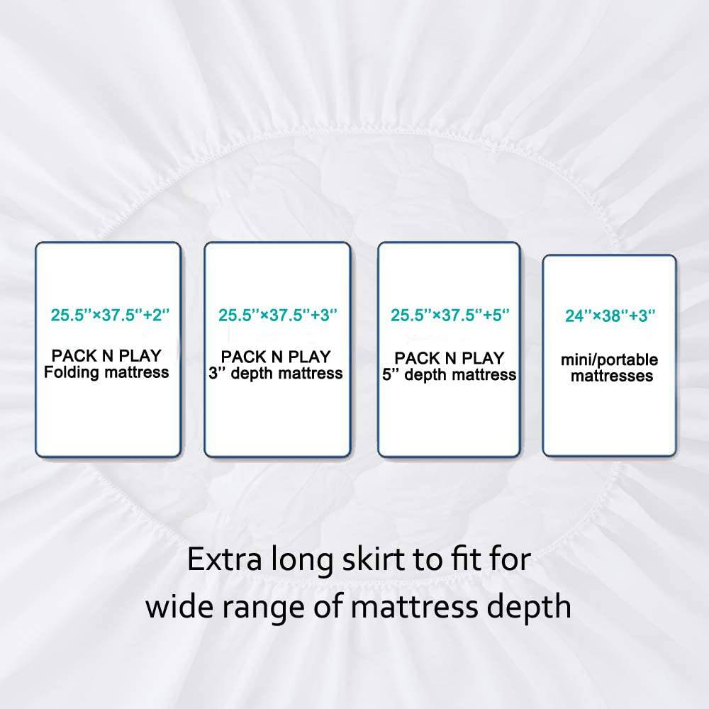 Biloban - Funda impermeable para colchón de cuna para Pack N Play - Almohadilla ajustable de 39" x 27" para colchón Graco Playard | Colchones mini y portátiles Playard - Acolchado ultrasuave lavable - Blanco - DIGVICE MX