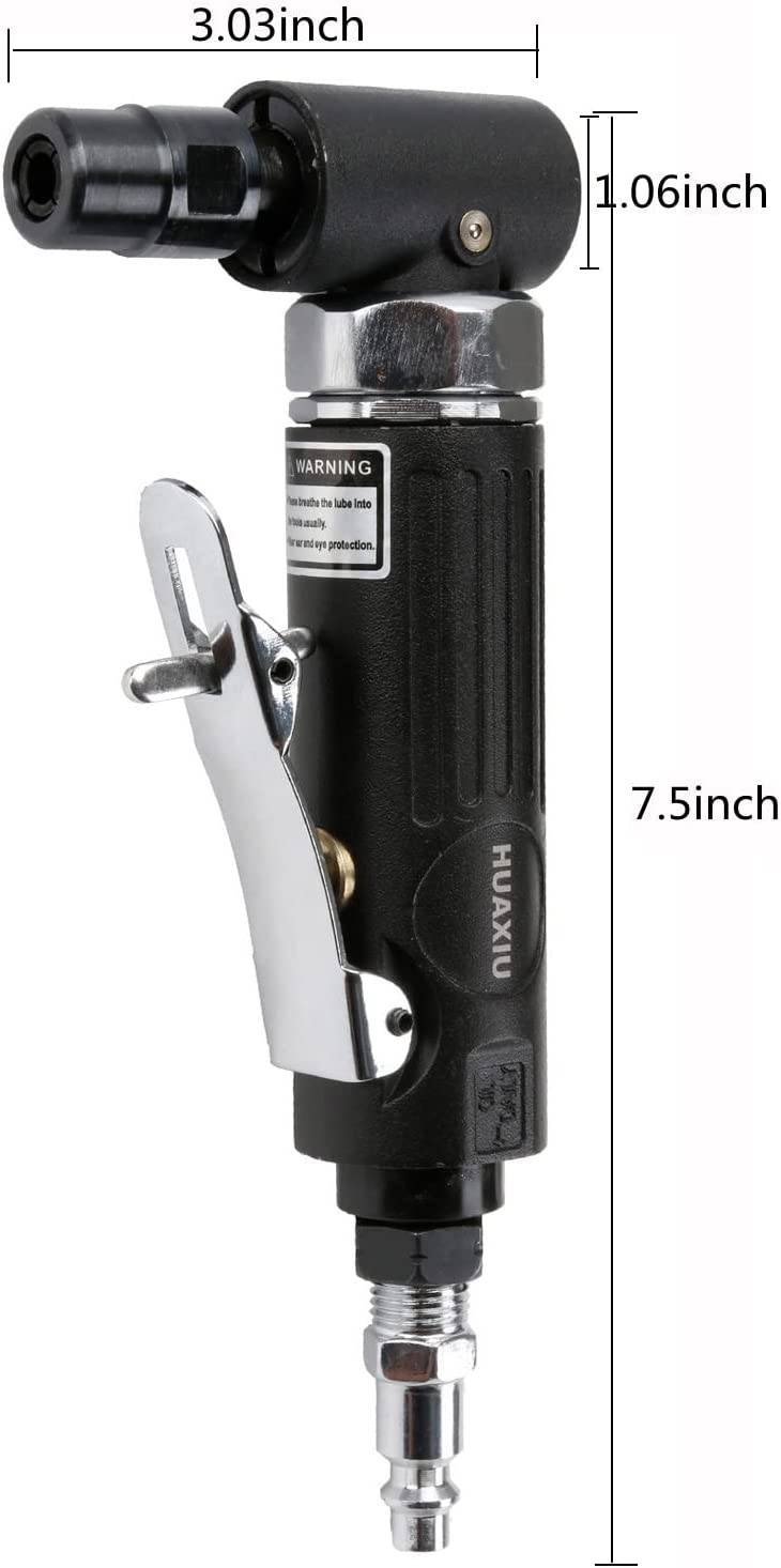 Amoladora de troquel de ángulo de aire HUAXIU 1/4, herramienta de amoladora de troquel de ángulo recto neumático de 90 ° con llets de 1/4 y 1/8 de pulgada (HXBV-141) - DIGVICE MX
