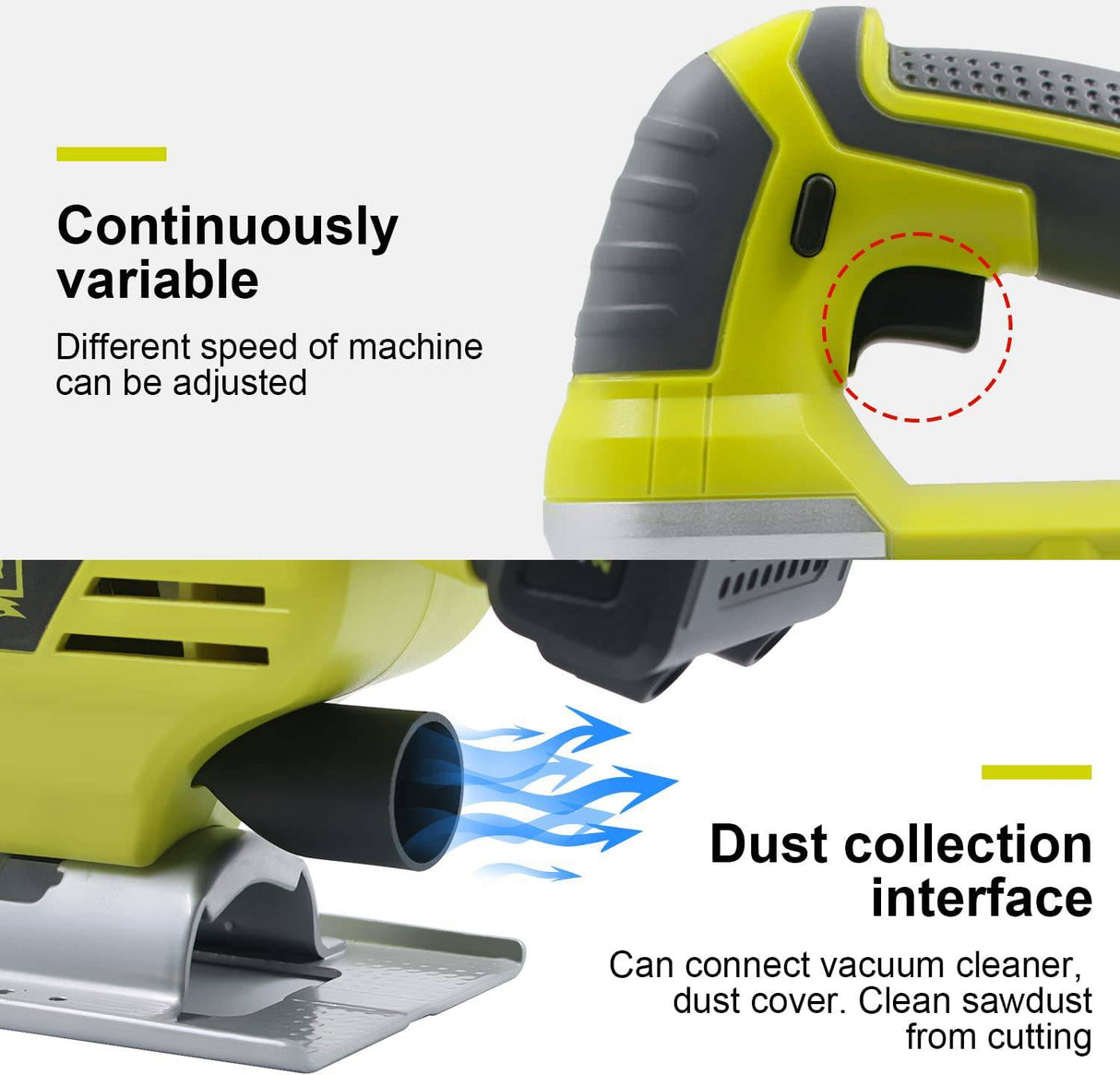 DEWINNER Sierra de calar inalámbrica de 20 V con batería y cargador para carpintería, sierras de calar de mano alimentadas por batería, herramienta de corte de madera - DIGVICE MX