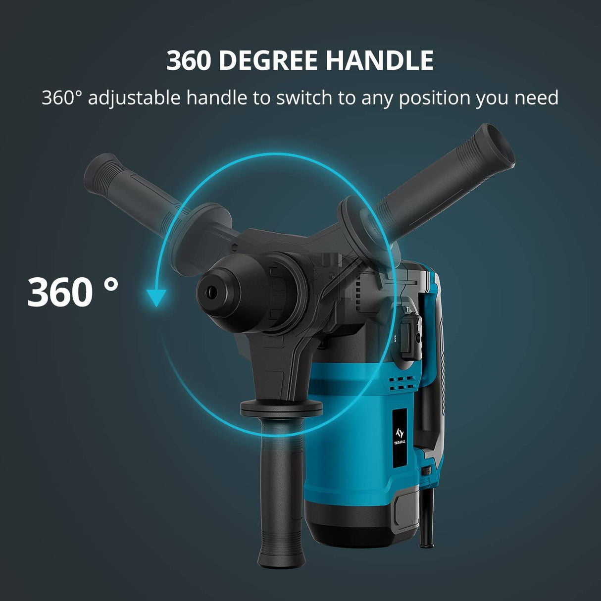 Taladro percutor Tilswall SDS-Plus de 1500 W, 4 funciones y mango de agarre suave ajustable con control de vibración, rompedor de hormigón, incluye 3 brocas, punta y cincel plano con estuche - DIGVICE MX