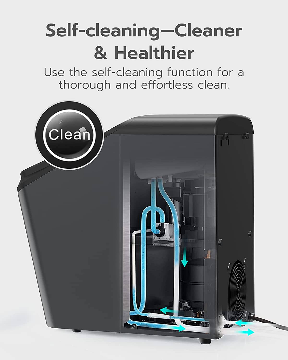 Qualeben - Máquina de pepitas de hielo sónica para encimera con autolimpieza; con recarga de agua automática; producción de 26 libras al día de hielo masticable y crujiente - DIGVICE MX