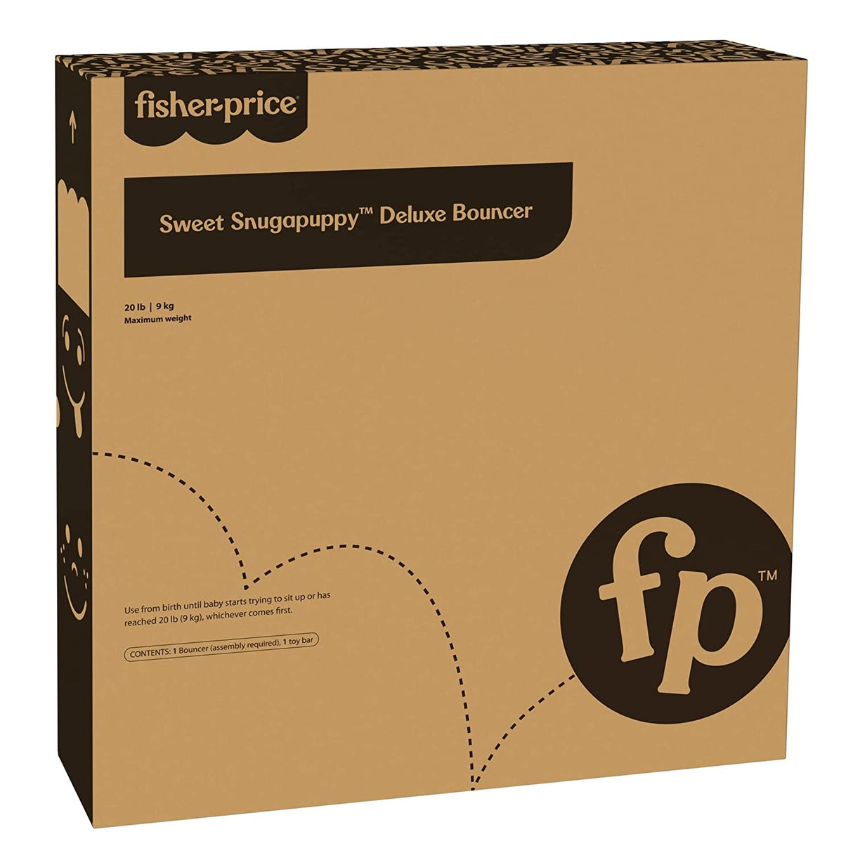 Mecedora de lujo Sweet Snugapuppy de Fisher-Price, asiento de bebé portátil con movimiento en el techo, música y vibraciones relajantes - DIGVICE MX