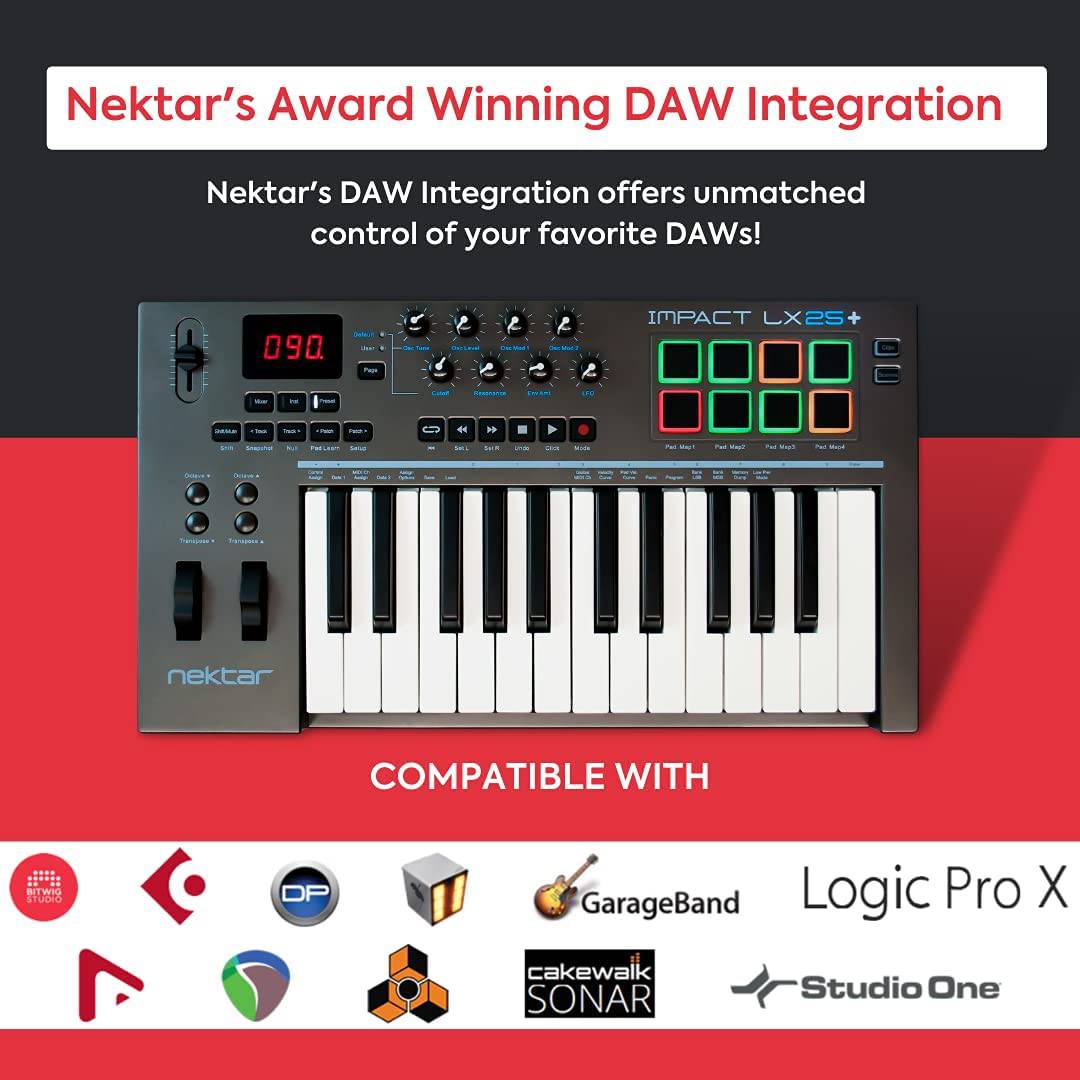 Nektar Impact LX25+ | Teclado controlador USB MIDI con integración Nektar DAW