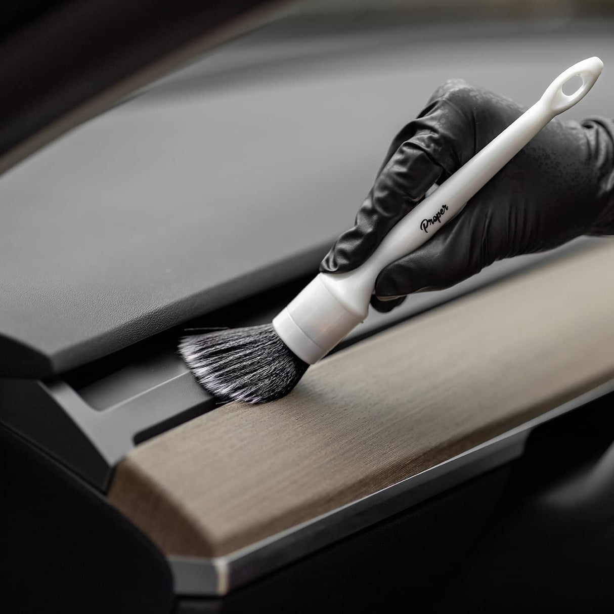 PROPER DETAILING CO. Juego de cepillos para detalles de automóviles, paquete de 2 cepillos para detalles suaves, interior o exterior limpio, pantallas de infoentretenimiento, emblemas, cepillo para detalles automotrices