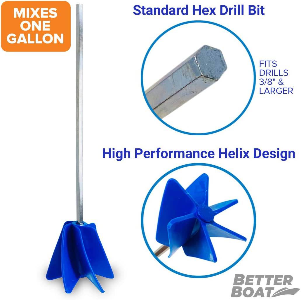 Better Boat - Mezclador de resina Mezclador de epoxi y mezclador de pintura Accesorio de taladro Agitadores de pintura, de lodo Herramientas de mezcla de cuarto o galón - DIGVICE MX