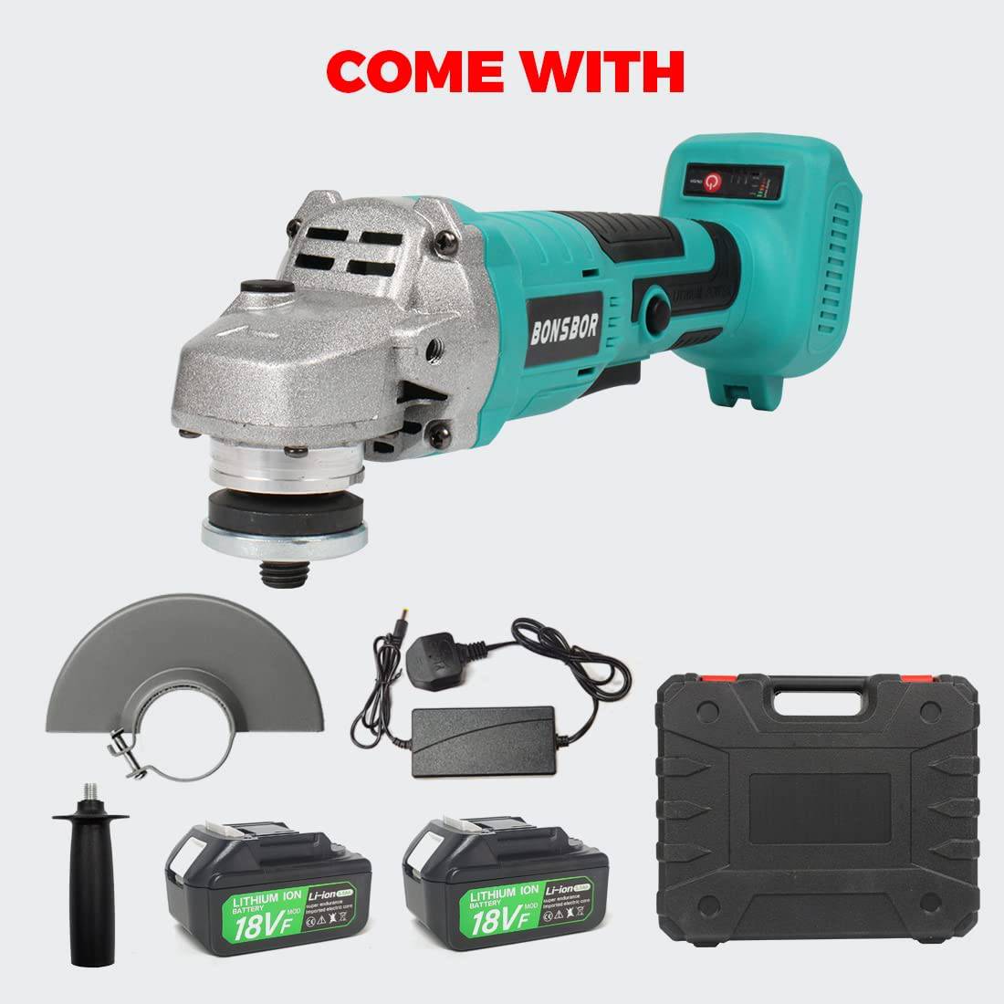 Amoladora angular inalámbrica BONSBOR Amoladoras de metal de velocidad variable de 18 V con motor sin escobillas y sistema de enfriamiento doble, ruedas de corte de 5 ", 18000 RPM - DIGVICE MX