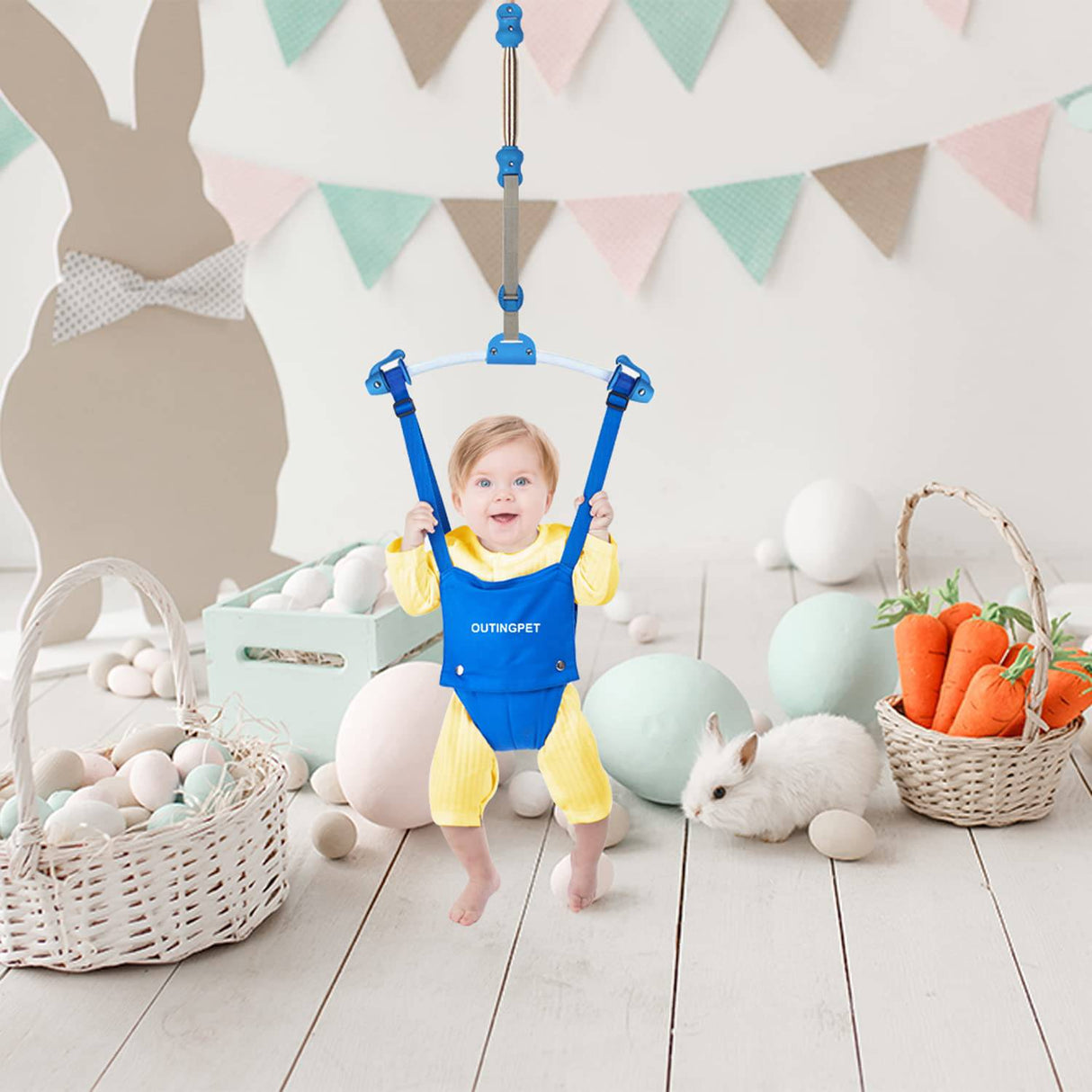 OUTINGPET Doorway Jumper Swing Bumper Jumper Ejercitador con abrazadera de puerta Correa ajustable para niños pequeños de 6 a 24 meses - DIGVICE MX