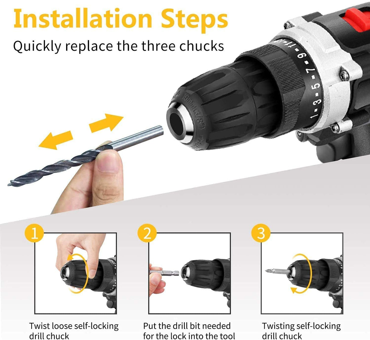 FEEYOO - Juego de taladro inalámbrico con 2 baterías, 12.8V 28Nm potente destornillador eléctrico conjunto de 31 piezas (2x3900mAh baterías, 2 velocidades, 25+1 embrague, 0.394 in mandril automático, luz LED incorporada) para proyectos de bricolaje - DIGVICE MX