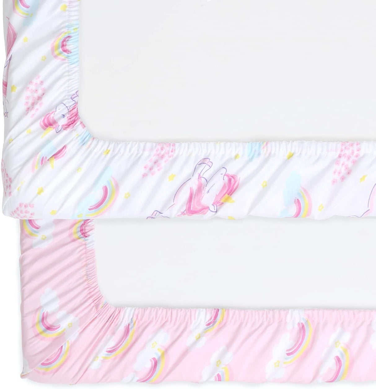 The Peanutshell Fitted Pack n Play, Playard, Mini sábanas para cuna para niñas | Juego de 2 paquetes | Unicornio rosa y arco iris - DIGVICE MX