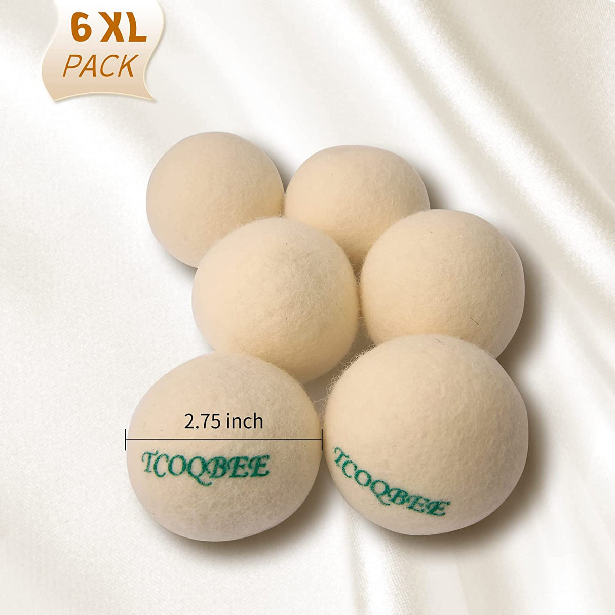 TCOQBEE Bolas de lana reutilizables para secadora Organic XL, paquete de 6, 100 % lana orgánica premium de Nueva Zelanda, suavizante de telas naturales para la ropa, acelera el tiempo de secado, reduce los costos de energía - DIGVICE MX