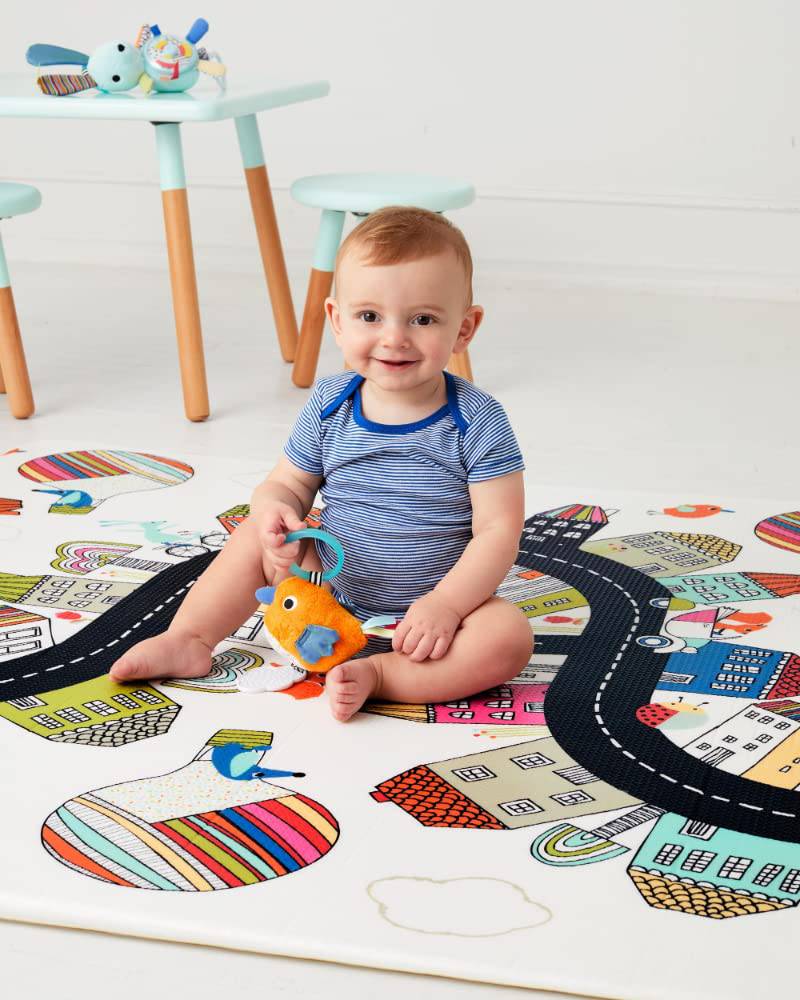 Skip Hop Baby Play Mat, tapete de piso de espuma reversible, 86" x 52", Vibrant Village - DIGVICE MX