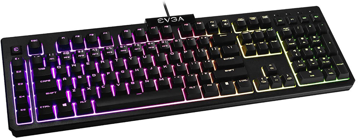 EVGA Z12 RGB - Teclado para juegos, LED retroiluminado RGB, 5 teclas macro programables, teclas multimedia dedicadas, resistente al agua, 834-W0-12US-KR