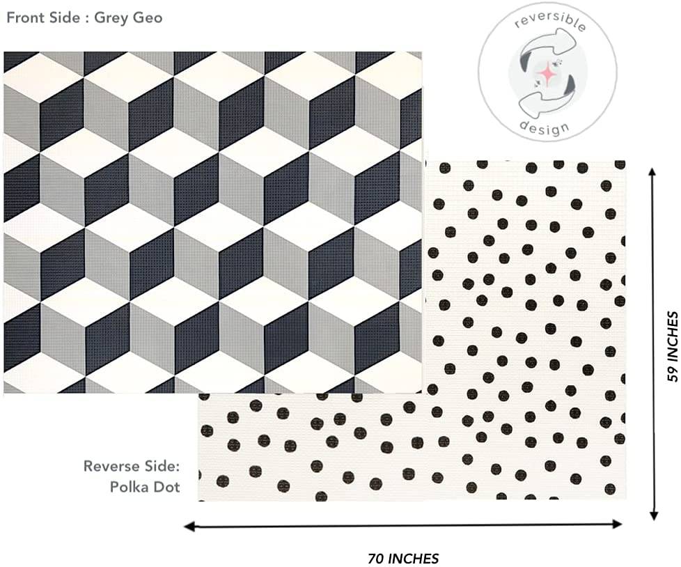 Play with Pieces - Tapete grande impermeable de espuma gruesa acolchada para bebés, bebés, niños pequeños - para jugar, gatear y tiempo boca abajo - Reversible, de doble cara, no tóxico, tapete antideslizante - Lunares/Geo - DIGVICE MX