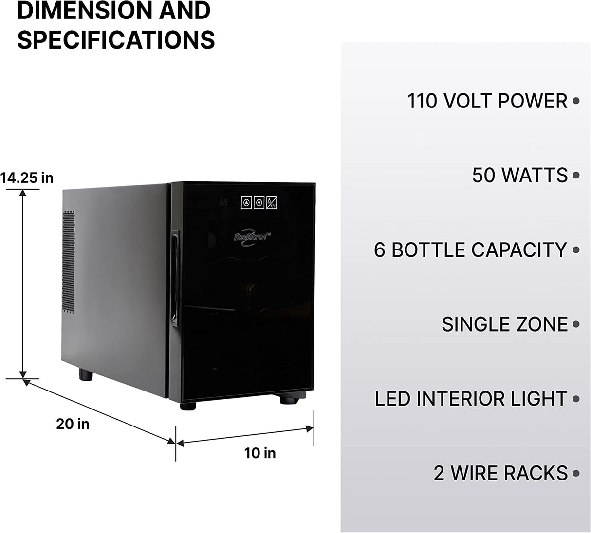 Koolatron Urban Series Enfriador de vino de 6 botellas, refrigerador de vino termoeléctrico, 0.65 cu. Refrigerador de vino independiente - DIGVICE MX