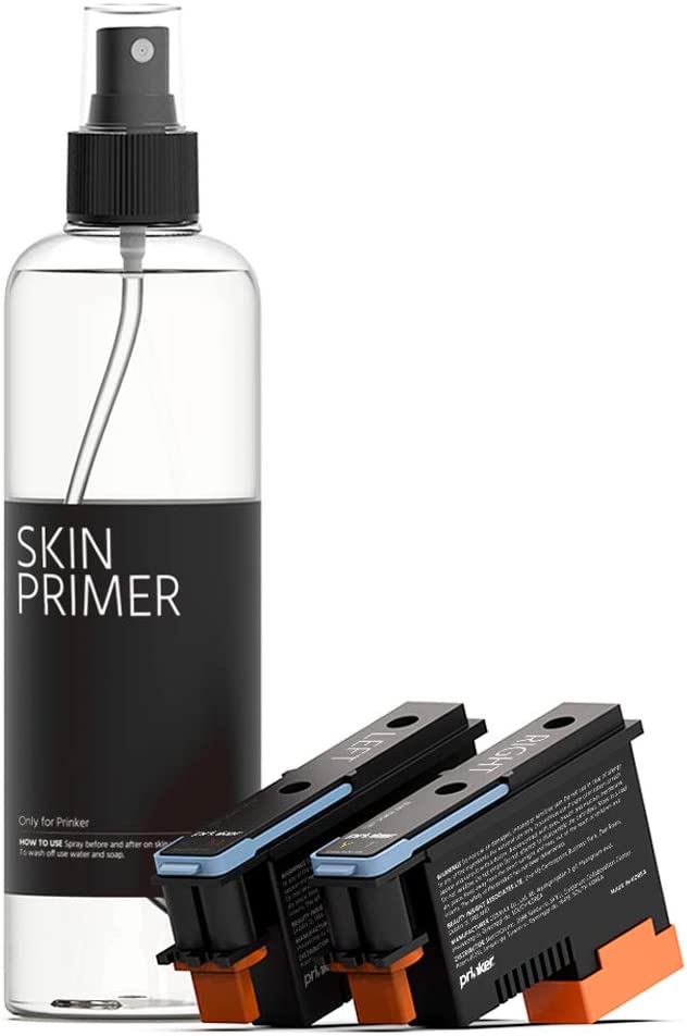 Prinker S Juego de recarga de tinta de color para tatuajes temporales con cartucho de tinta a todo color cosmético premium e imprimación para la piel - Compatible con el dispositivo Prinker S