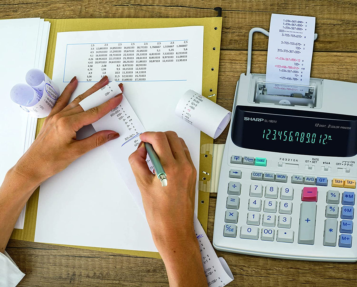 Calculadora de impresión a dos colores Sharp El-1801v 2,1 líneas/seg