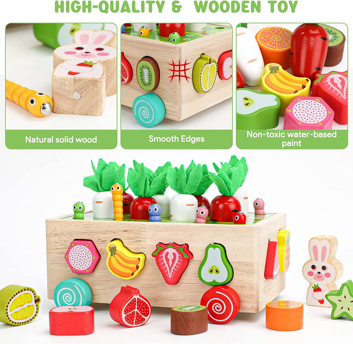 ihoomee Montessori Juguetes de madera para clasificar formas para bebés, niños y niñas - JHTOY-556