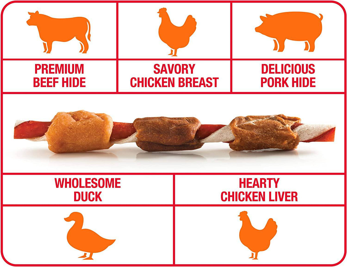 Good'N'Fun Brochetas de cuero crudo con triple sabor para perros - DIGVICE MX