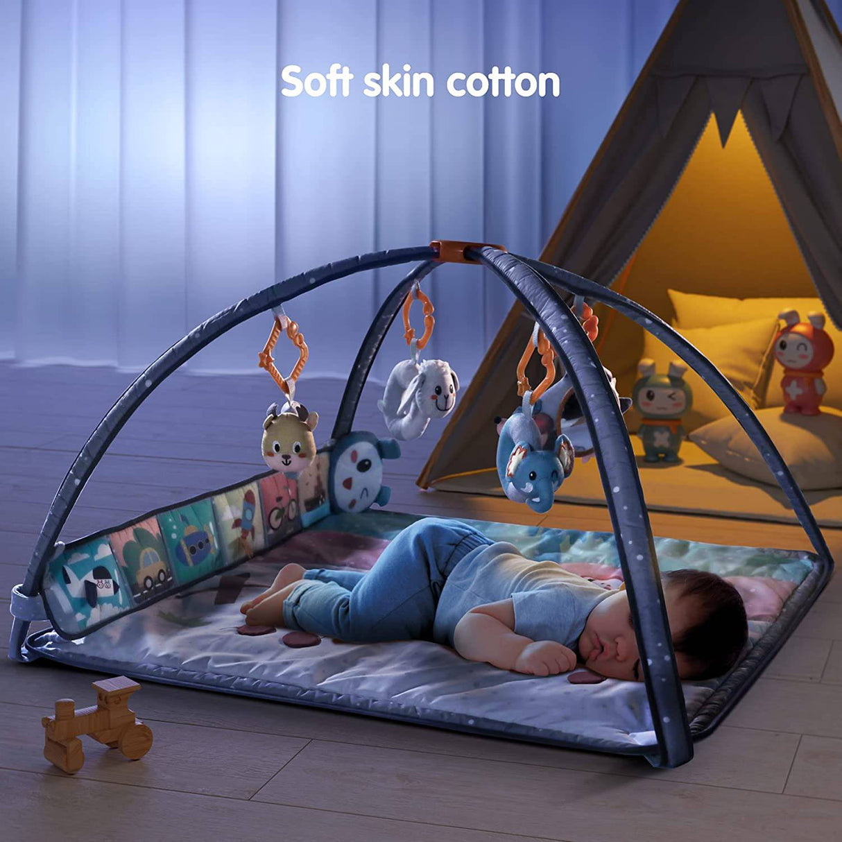 Gimnasio para bebés TUMAMA, tapetes de juego con juguetes colgantes extraíbles y almohada de felpa para el tiempo de barriga, tapete de actividades para bebés de alto contraste - DIGVICE MX