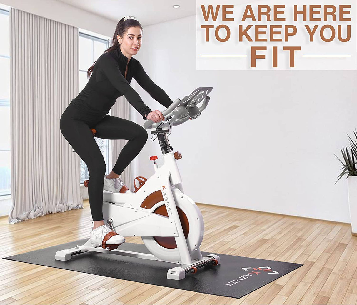 KASMET Tapete para caminadora para piso de madera dura, tapete de gimnasio antideslizante para cualquier equipo de ejercicio en el hogar, tapetes para bicicleta de ejercicio, (XL-96.46x37.8x0.24 in)