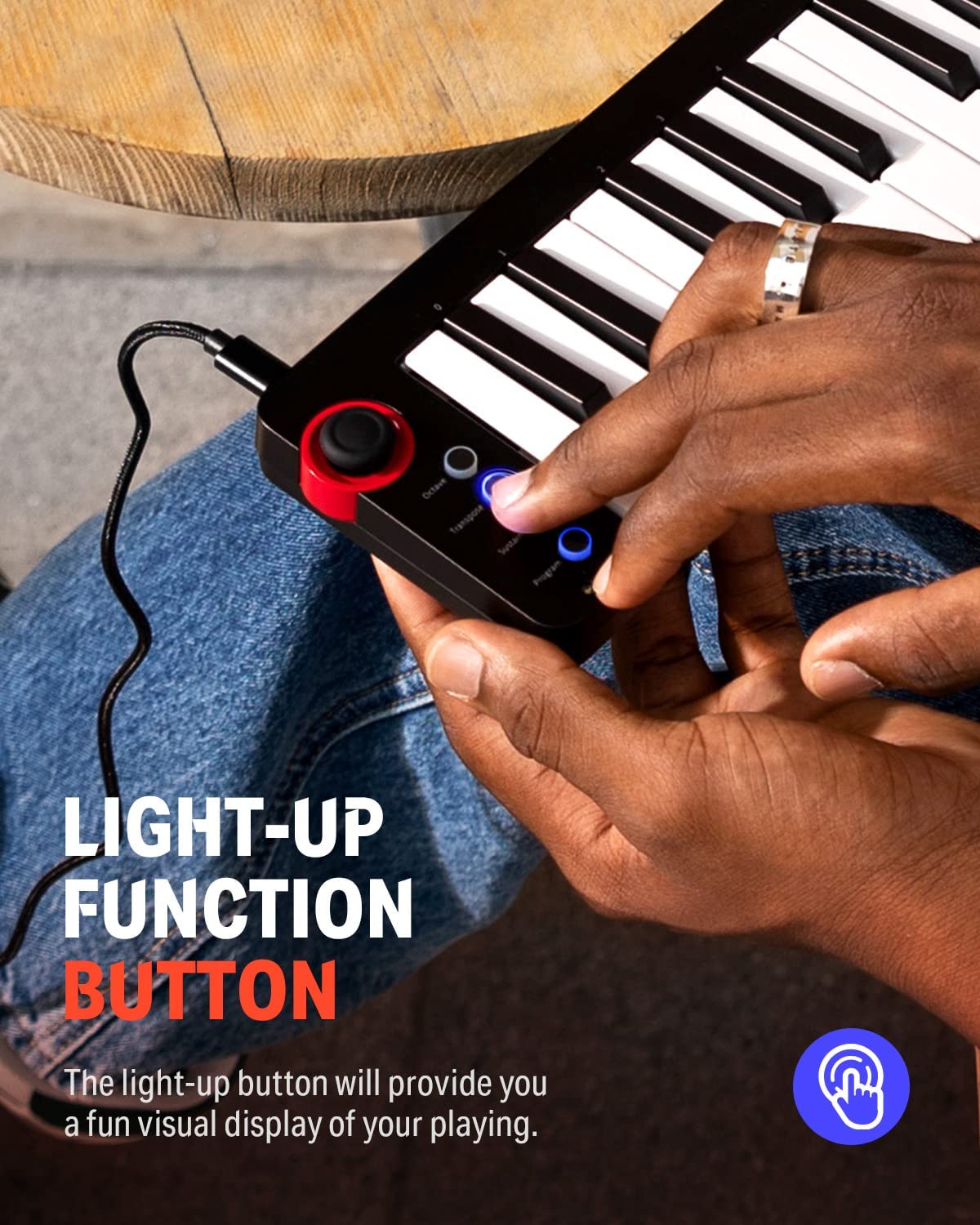 Donner - Controlador de teclado MIDI USB de 25 teclas, Donner N-25 con teclas sensibles a la velocidad y balancín iluminado para iPhone, iPad, Mac y PC, teclado MIDI portátil pequeño
