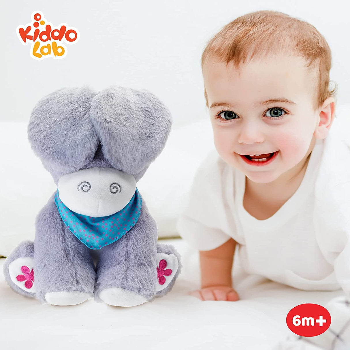 KiddoLab Lindo animal de peluche Peek-A-Boo Donkey - Juguetes para bebés de 6 a 12 y 18 meses de edad - KL-PKBD-MT09