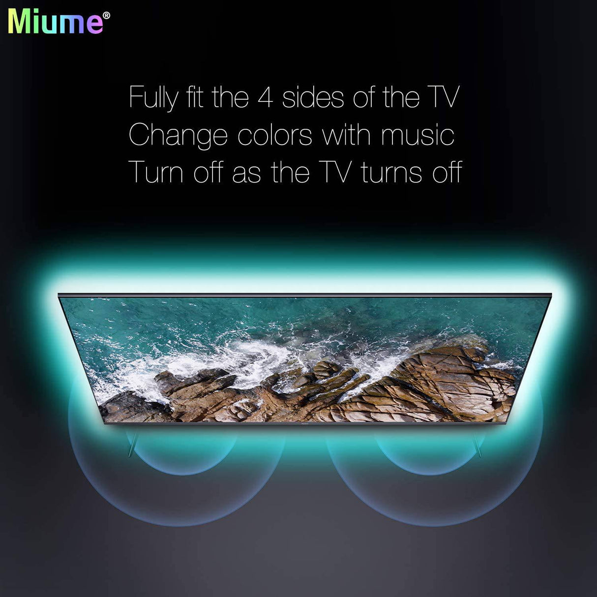 Miume Retroiluminación Led Music tv con tira de luces LED de 16,4 pies para TV de 61-80 pulgadas, retroiluminación Led de TV alimentada por USB RGB con aplicación y Control remoto - DIGVICE MX
