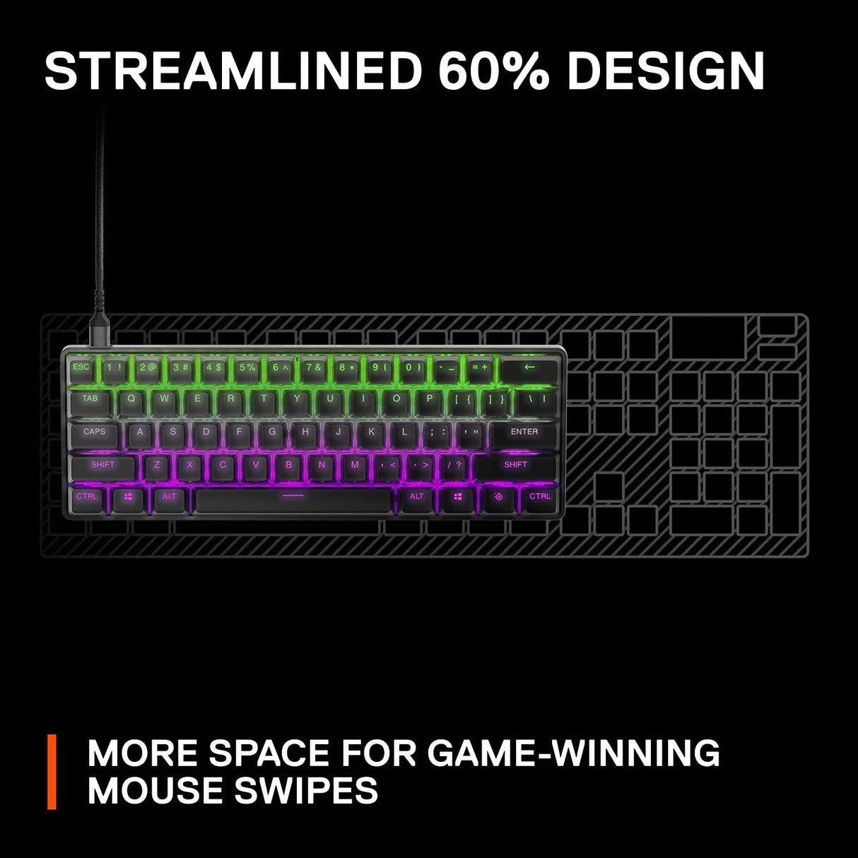 SteelSeries Apex Pro Mini Teclado mecánico para juegos – El teclado más rápido del mundo – Actuación ajustable – Factor de forma compacto del 60 % – RGB – Teclas PBT – USB-C