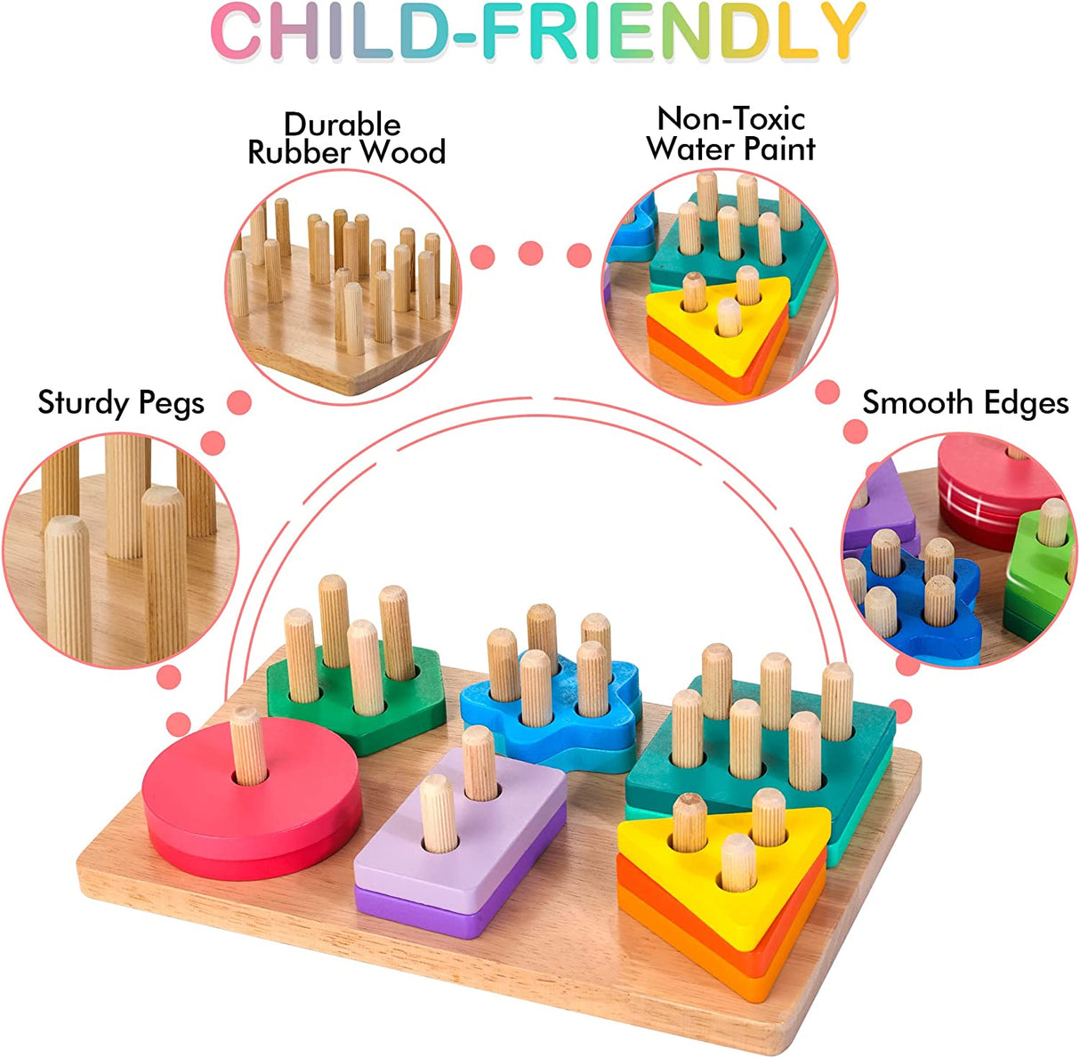 HELLOWOOD Montessori Juguetes de madera para clasificar y apilar para niños pequeños - WT20