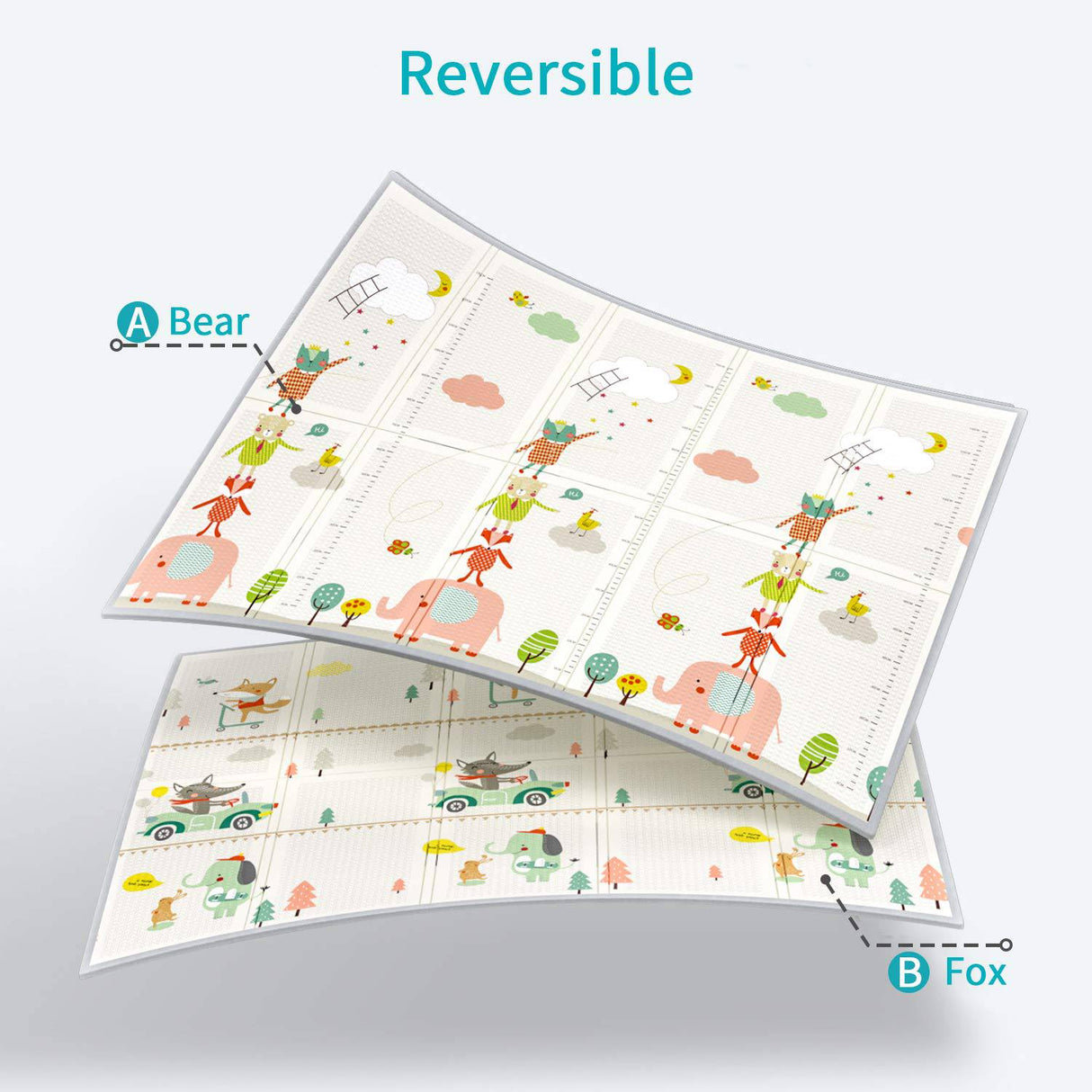 YOOVEE Tapete de juego para bebés, tapete impermeable grande para gatear para bebés, tapete reversible para bebés y niños pequeños, fácil de limpiar. - DIGVICE MX