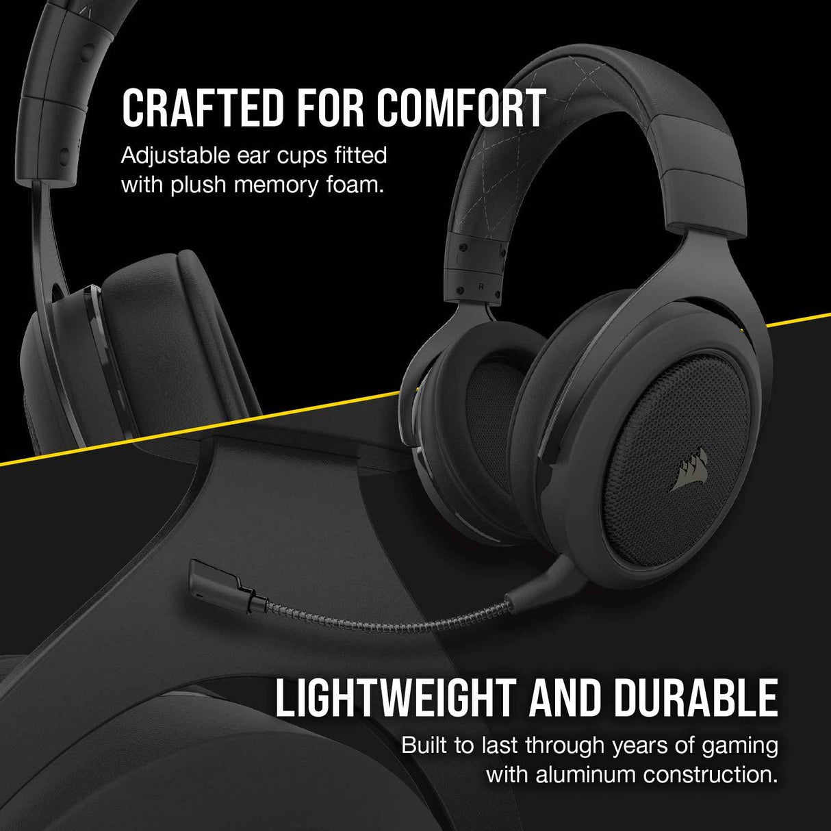 Corsair HS70 Pro Auriculares inalámbricos para juegos - Auriculares con sonido envolvente 7.1 para PC, MacOS, PS5, PS4 - Certificado por Discord - Controladores de 50 mm - Carbono