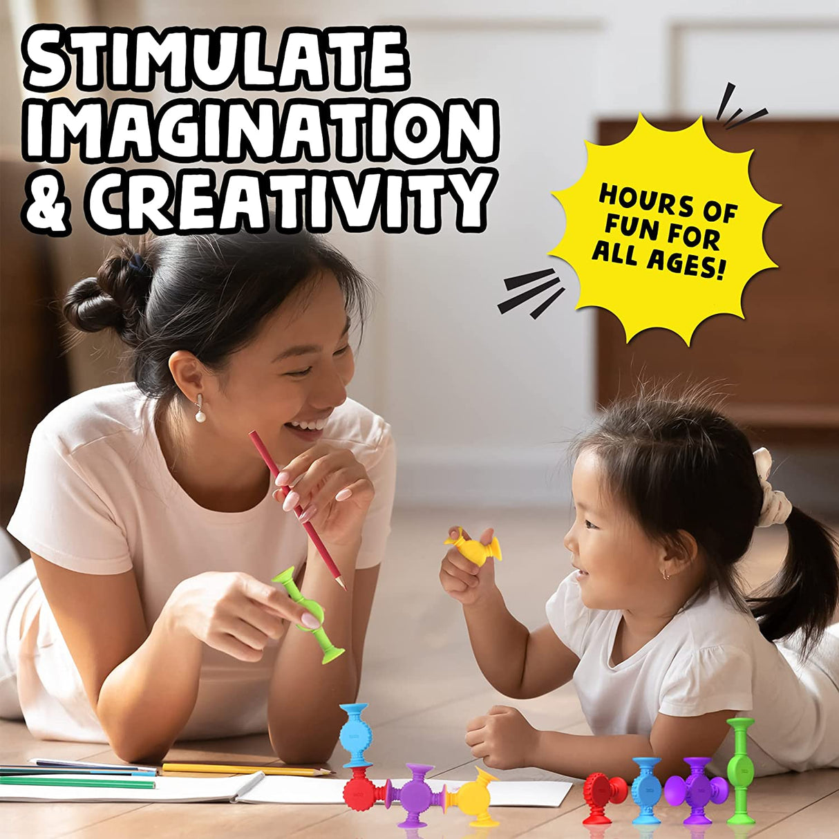 BUNMO Juguetes de baño de succión texturizados 10 piezas | Conectar, Construir, Crear - B09W8ZRSHR