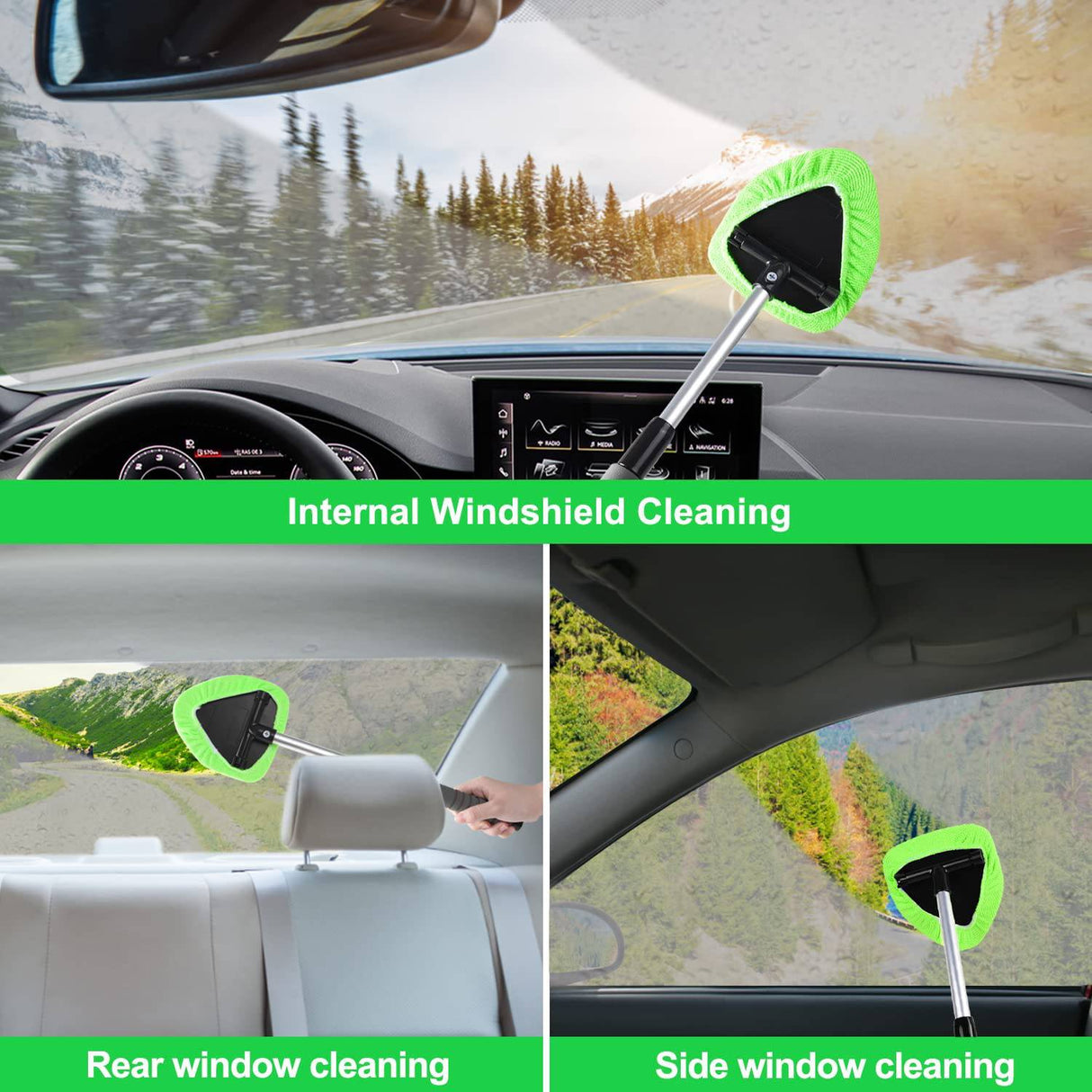 Lezcufer Car Interior Detailing Kit con herramienta de limpieza de parabrisas, Car Detailing Brush Kit, Car Duster Interior Kit,