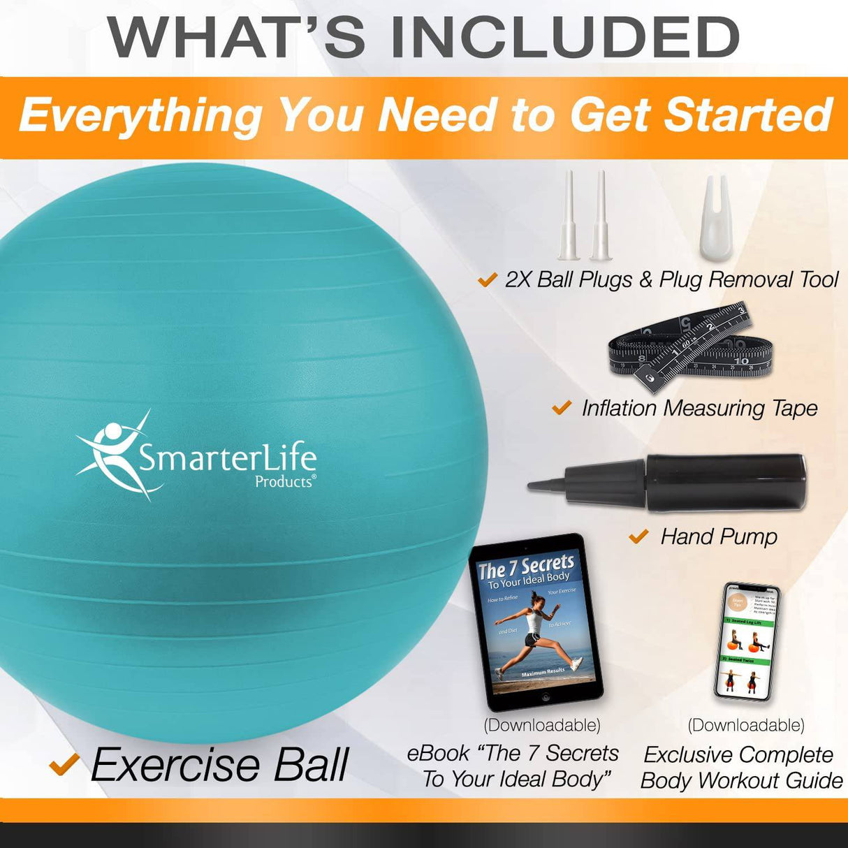 SmarterLife Products - Pelota de ejercicio para yoga, equilibrio, estabilidad - fitness, pilates,